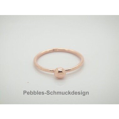 Pebbles-Punkt- Zarter Ring 925 Rosè Vergoldet