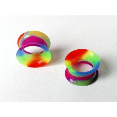 Plug-Piercing & 1 Paar Extra Soft Silikon Flesh Tunnel Regenbogenfarbend