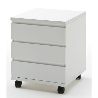 Schreibtisch Unterschrank & Rollcontainer mit drei Schubladen Weiß Hochglanz