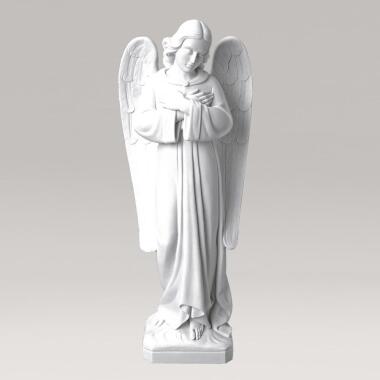 Schutzengel Figur in Weiß & Marmorguss Engelskulptur weiss Angelo Pregare