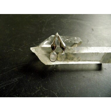 Silber-Ohrring aus Sterlingsilber & Ohrring, Ohrhänger, Mondstein, Weiß