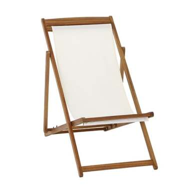 Stoff-Liegestuhl & Liegestuhl aus Akazienholz Stoff Cremeweiß