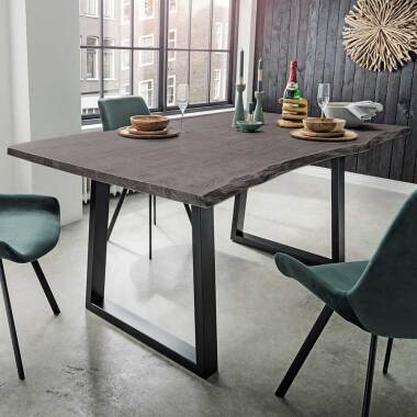  Tisch mit Baumkante & Baumkantentisch mit Bügelgestell Industry und Loft Stil