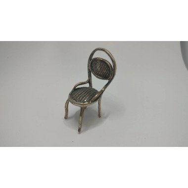 Vintage 800Er Silber Stuhl, Puppenstube Massiv Stuhl