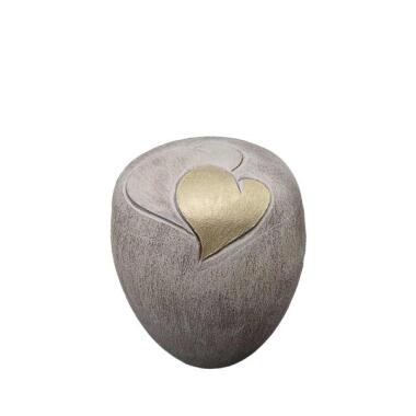Ausgefallene Urne mit Herz & Günstige Keramikurne mit goldenem Herz Marcia
