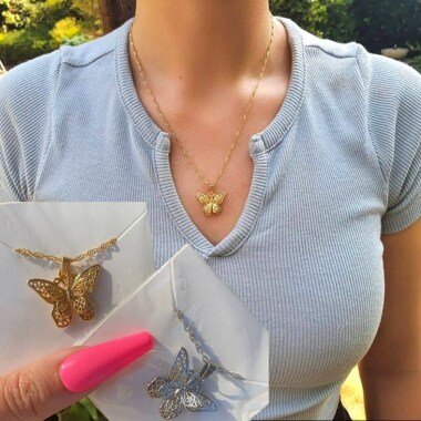 Butterfly Halskette Für Frauen , Für Männer, Unisex , Silver, Gold