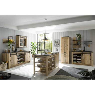 Küchenmöbel Landhaus mit Scheunentor Holzoptik