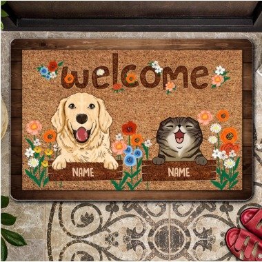 Personalisierte Haustier Mit Blumen Fußmatte