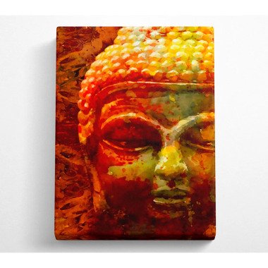 Retro-Orange-Gelb-Buddha Kunstdrucke auf Leinwand