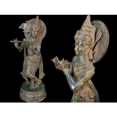 Stehende Krishna Bronze Statue 45 cm, Lord