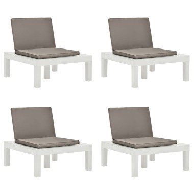vidaXL Gartenstühle mit Auflagen 4 Stk. Kunststoff
