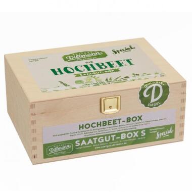 Bio Saatgut Alte Sorten & Saatgut-Holzbox Hochbeet, 8 Saatgut-Sorten