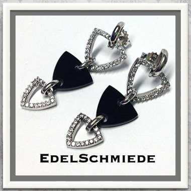Brautschmuck Ohrring in Rosa & Elegante Ohrstecker Mit Onyx Schwarz 925