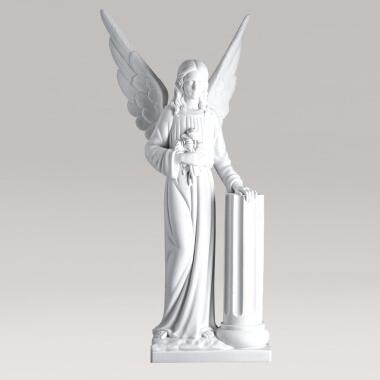 Engel Figur aus Marmorguss & Engelskulptur aus Marmorguss Engel mit Säule