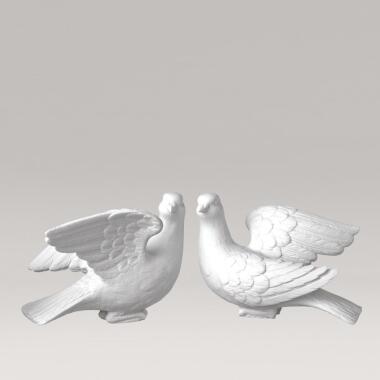 Grabfigur aus Marmorguss & Kleines Taubenset aus zwei Vögeln Marmorguss Bonny