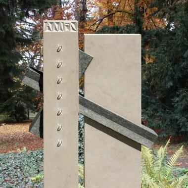 Grabstein Doppelgrab Modern mit Kreuz