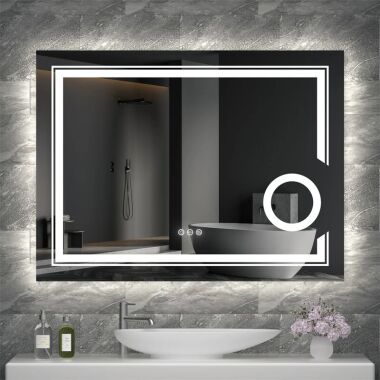 Luvodi led Badspiegel 90 x 70 cm Badezimmerspiegel