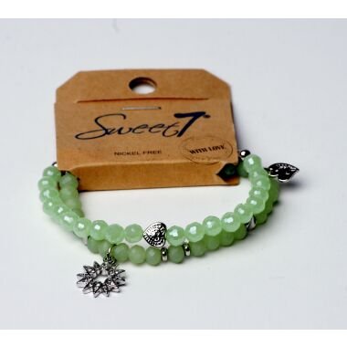 Modeschmuck Armband von Sweet7 aus Glasperlen in Grün  Silber