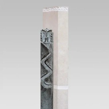 Urnengrab Stele Kalkstein Granit Lebensweg Design