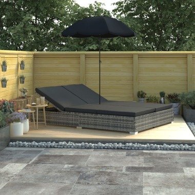 vidaXL Outdoor-Loungebett mit Sonnenschirm