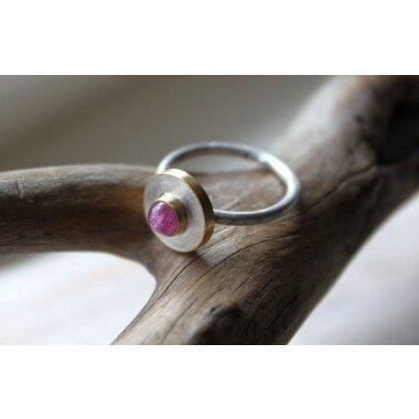 Zierlicher Ring Aus Silber Und Gold Rosa Turmalin | Fair Trade
