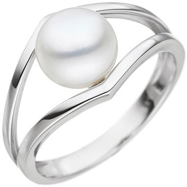 Bead & SIGO Damen Ring 585 Gold Weißgold 1 Süßwasser Perle Perlenring