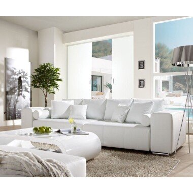 Big-Sofa Marbeya 290x110 cm Weiss mit Schlaffunktion