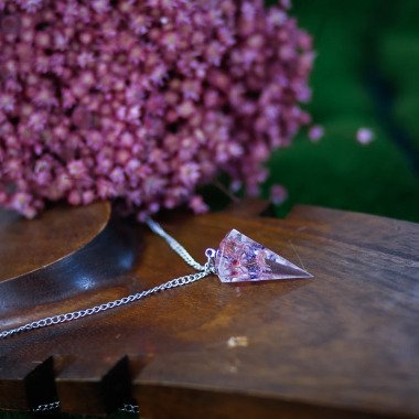 Blüten Pendel Harz Halskette Kristall Schmuck Rosa Frühling Blumen Anhänger