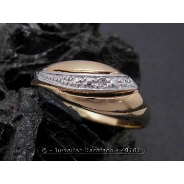 Gold Ring zeitlos Gold 750 bicolor Diamant Goldring Gr. 54,5