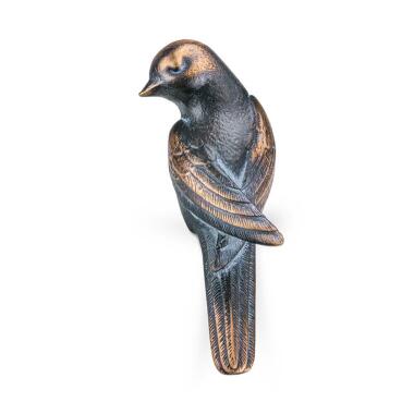 Grabfigur für Steinkante sitzende Vogelfigur Vogel Vigo links / Bronze hellb