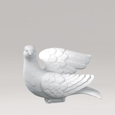 Grabfigur Taube aus weißem Marmorguss Lupor