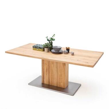 Holztisch aus Eiche & Säulen Esstisch aus Balkeneiche modern