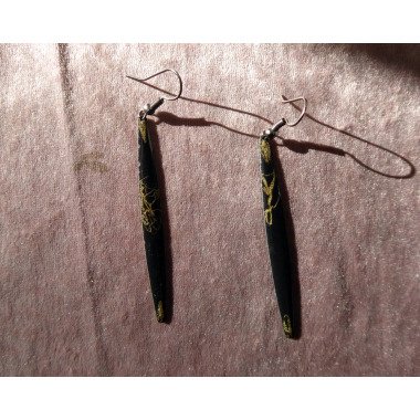 Kunst Ohrringe, Schwarze Goldene Lange Einzigartige Baumeln Filigrane Geschenk