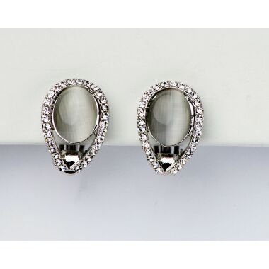 Modeschmuck in Grau & Modeschmuck Ohrringe von Fiell aus Metall  Katzenauge in Silber  Grau