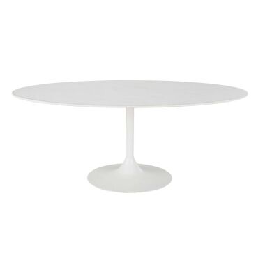 Ovaler Esstisch aus weißem rekonstituierter