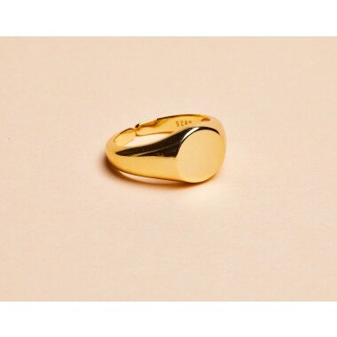 S 925 + 18K Gold Vergoldet Siegel Ring