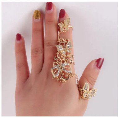 strass Blume Schmetterling Volle Finger Ringe | Einstellbar
