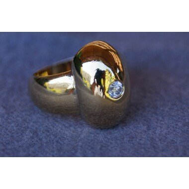 Vergoldeter Ring aus Silber & Vintage Ring Silber Vergoldet Poliert Zirkonia