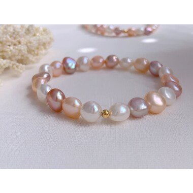 Brautschmuck Armband mit Perlen & Buntes Barock Süßwasser Perlen Armband