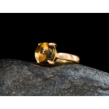 Citrinring aus Gold & 18K Gold Citrin Ring Citrine Cabochon Gelb Edelstein
