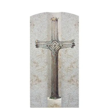Doppelgrabstein mit Bronze Grabkreuz Modern