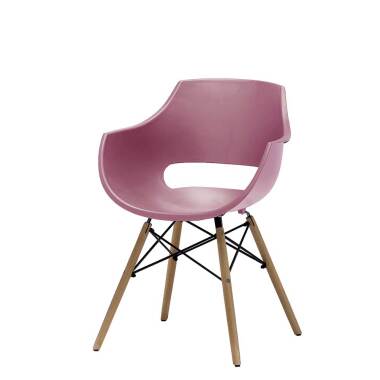 Esstisch Stühle in Altrosa Kunststoff und Buche Massivholz (4er Set)