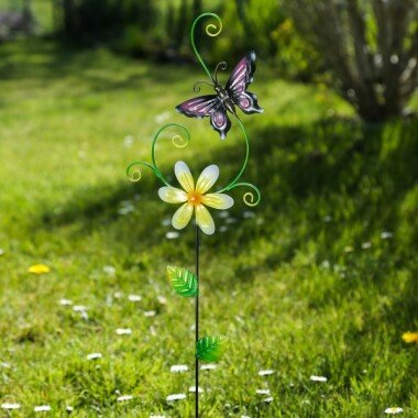 Gartenstecker Blume und Schmetterling Beetstecker