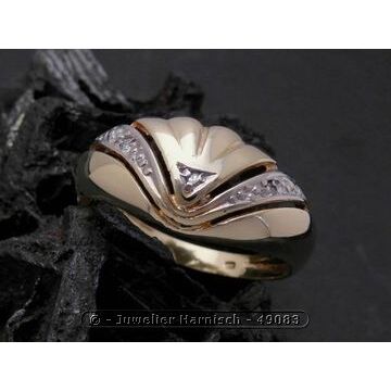 Gold Ring prachtvoll Gold 585 bicolor Diamant Goldring Gr. 5