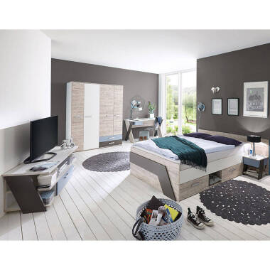 Jugendzimmer Set mit Bett 140x200 cm 5-teilig