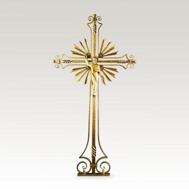 Klassisches Grabkreuz aus Schmiedebronze mit Jesus Merula / Schmiedebronze