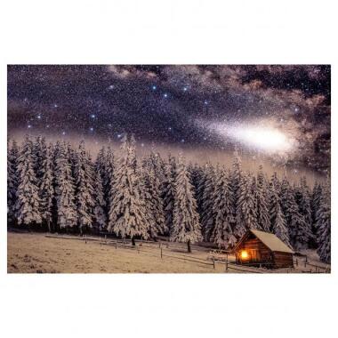 LED-Bild Schneelandschaft mit Sternenhimmel, Leinwand, 58x38 cm