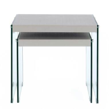 Satztisch aus Glas & Beistelltische in Silberfarben MDF und Glas (zweiteilig)