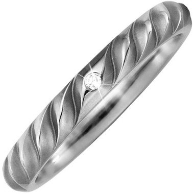 SIGO Partner Ring aus Titan teil matt 1 Diamant Brillant Partnerring Titanring