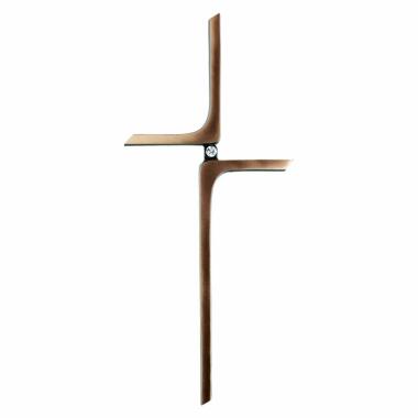 Stilvolles Kreuz aus Metall im modernen Design mit Kristall zur Wandmontage A
